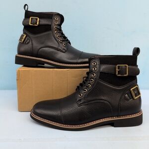 Men's Military Style Cap Toe Lace Up Combat Boot Size CN 41 Black